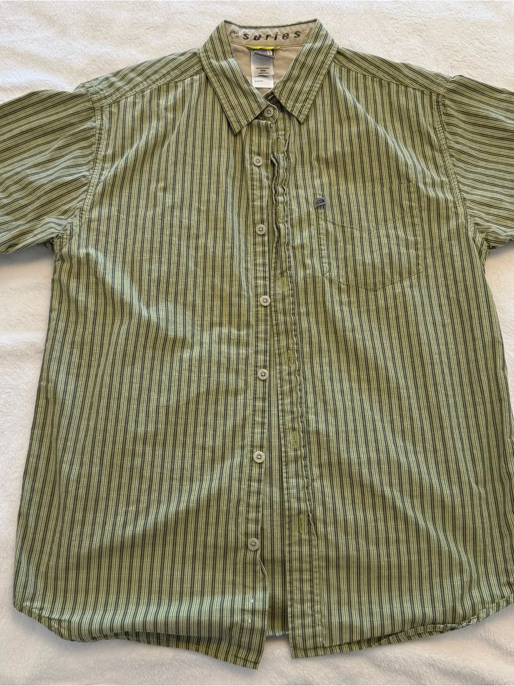 The North Face Green Striped Short-Sleeve Button-Down Shirt
